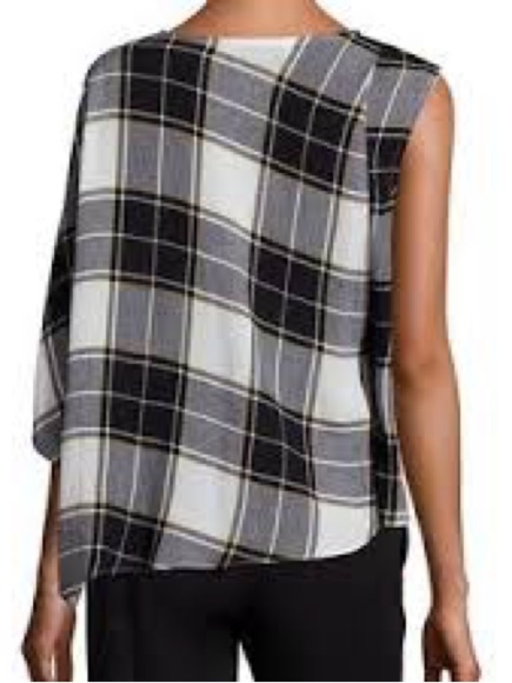 Public School NY Aloran Asymmetrical Plaid Top Black White Yellow Sz 0 - Picture 2 of 8
